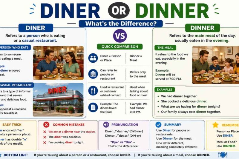 Diner or Dinner: Which Is Correct 2026 ? 