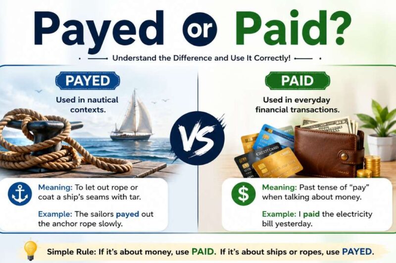 Payed or Paid: Difference, Meaning, Examples, and Correct Usage (2026)
