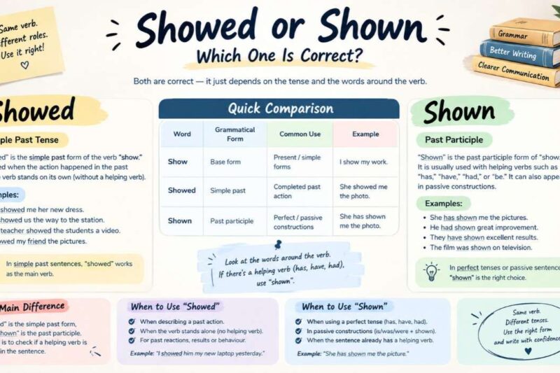 Showed or Shown: Which One Is Correct? (2026)